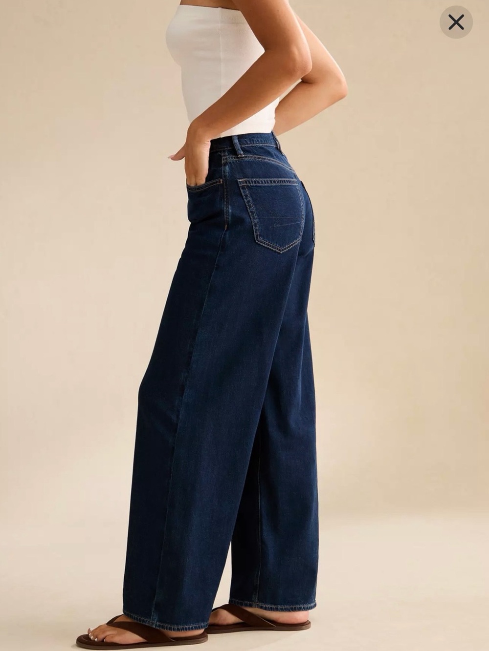 American Eagle Outfitters Wide-Leg High-Rise Jeans - Dark Indigo - Picture 2 of 8